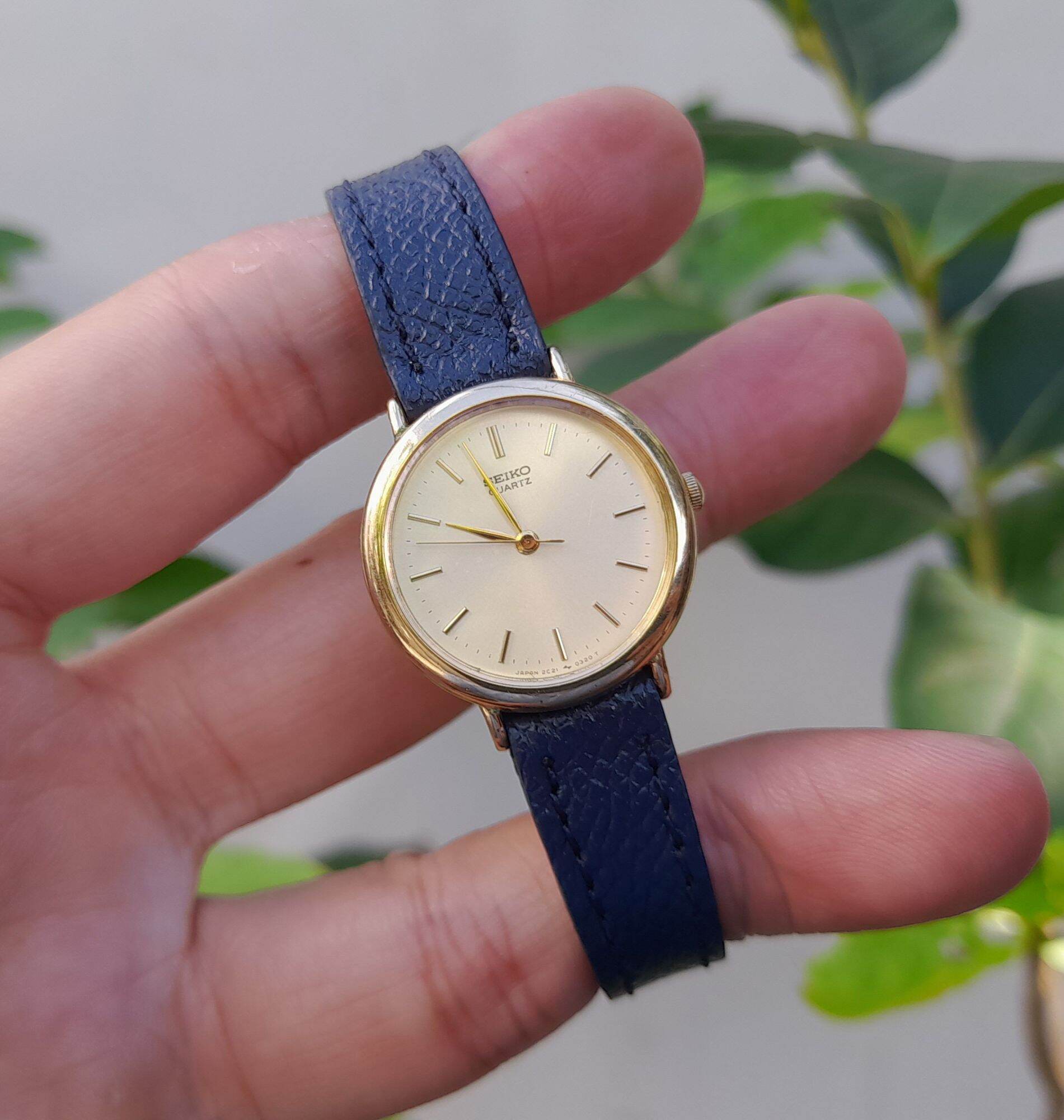 Đồng hồ Nữ SEIKO vỏ SGP bọc vàng, size24mm dây da xanh mới thumbnail