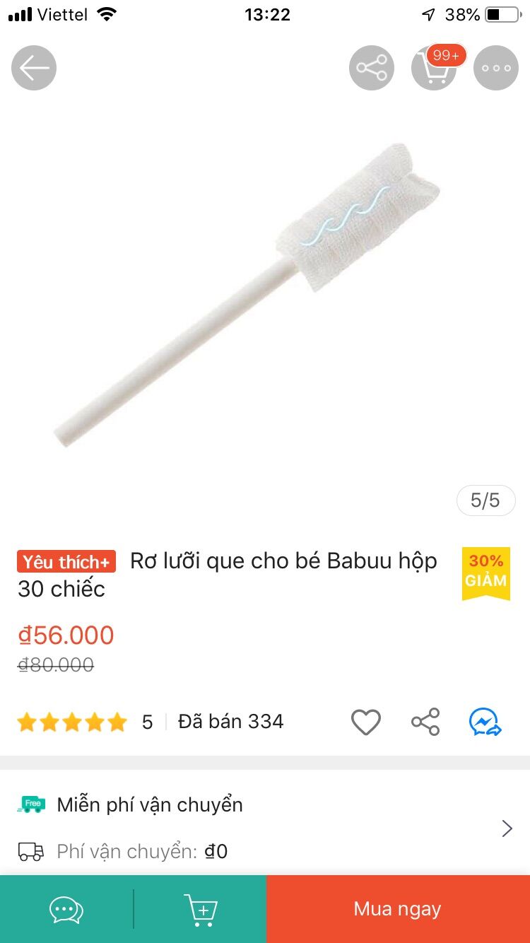 Hộp 30 que rơ lưỡi babuu cho bé
