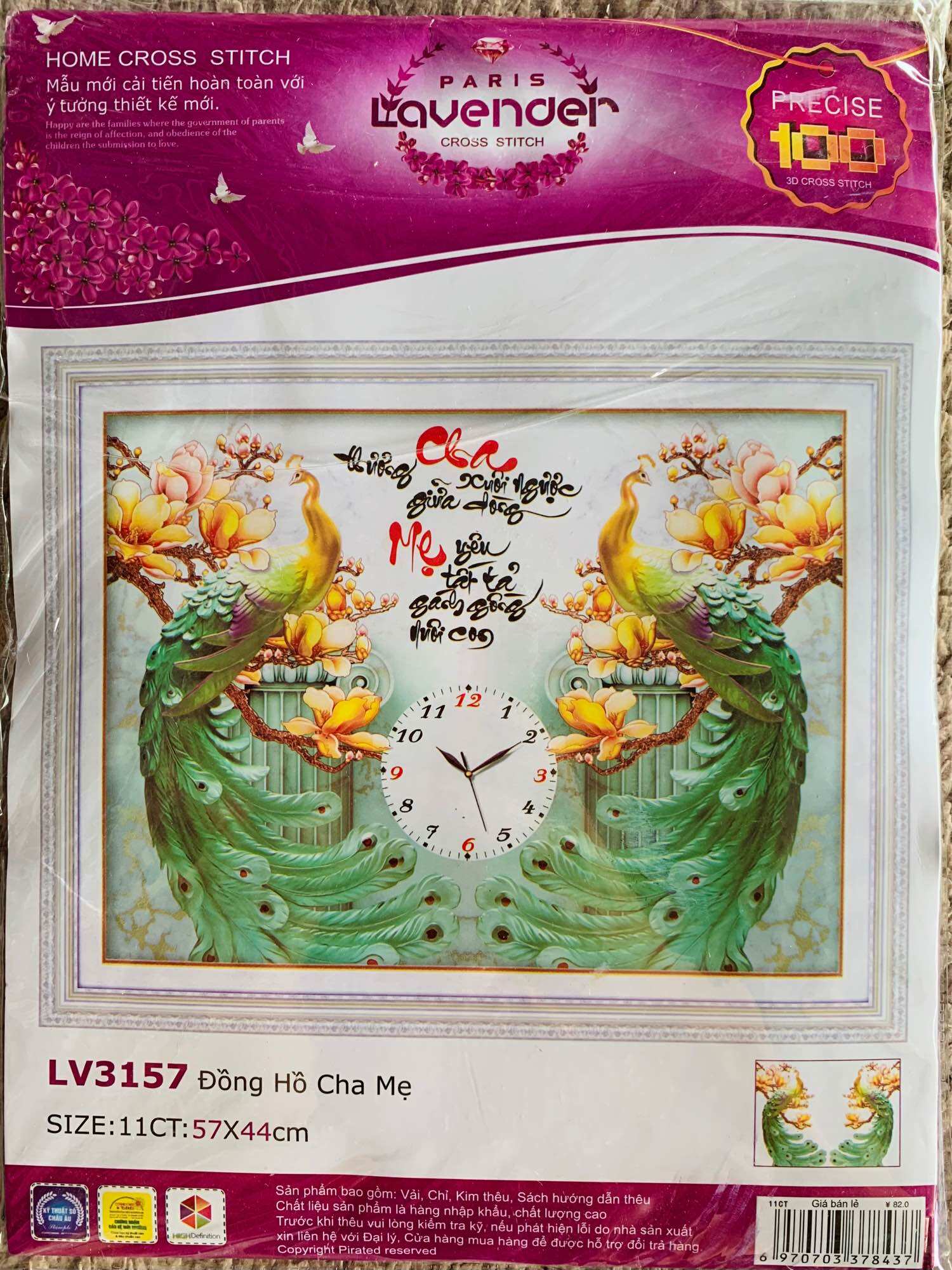 Tranh thêu chữ thập đồng hồ cha mẹ lv3157 88939