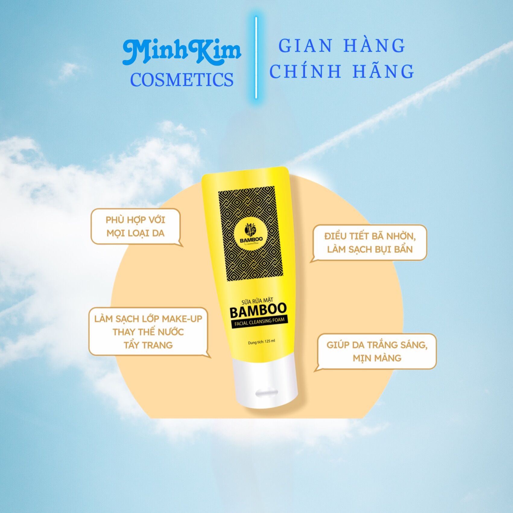 Sữa rửa mặt bamboo tinh chất serum- sạch sâu, loại bỏ nhờn, dưỡng ẩm