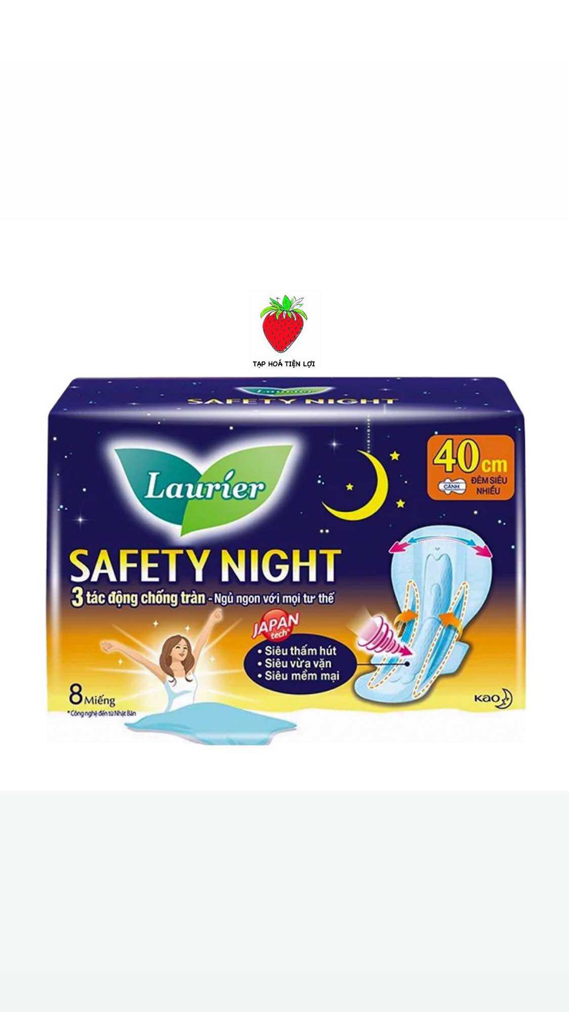 Băng vệ sinh ban đêm của laurier SAFETY NIGHT 40cm gói 8 miếng công nghệ