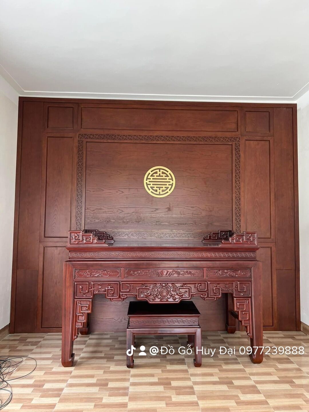 bộ bàn thờ gỗ sồi 197cm