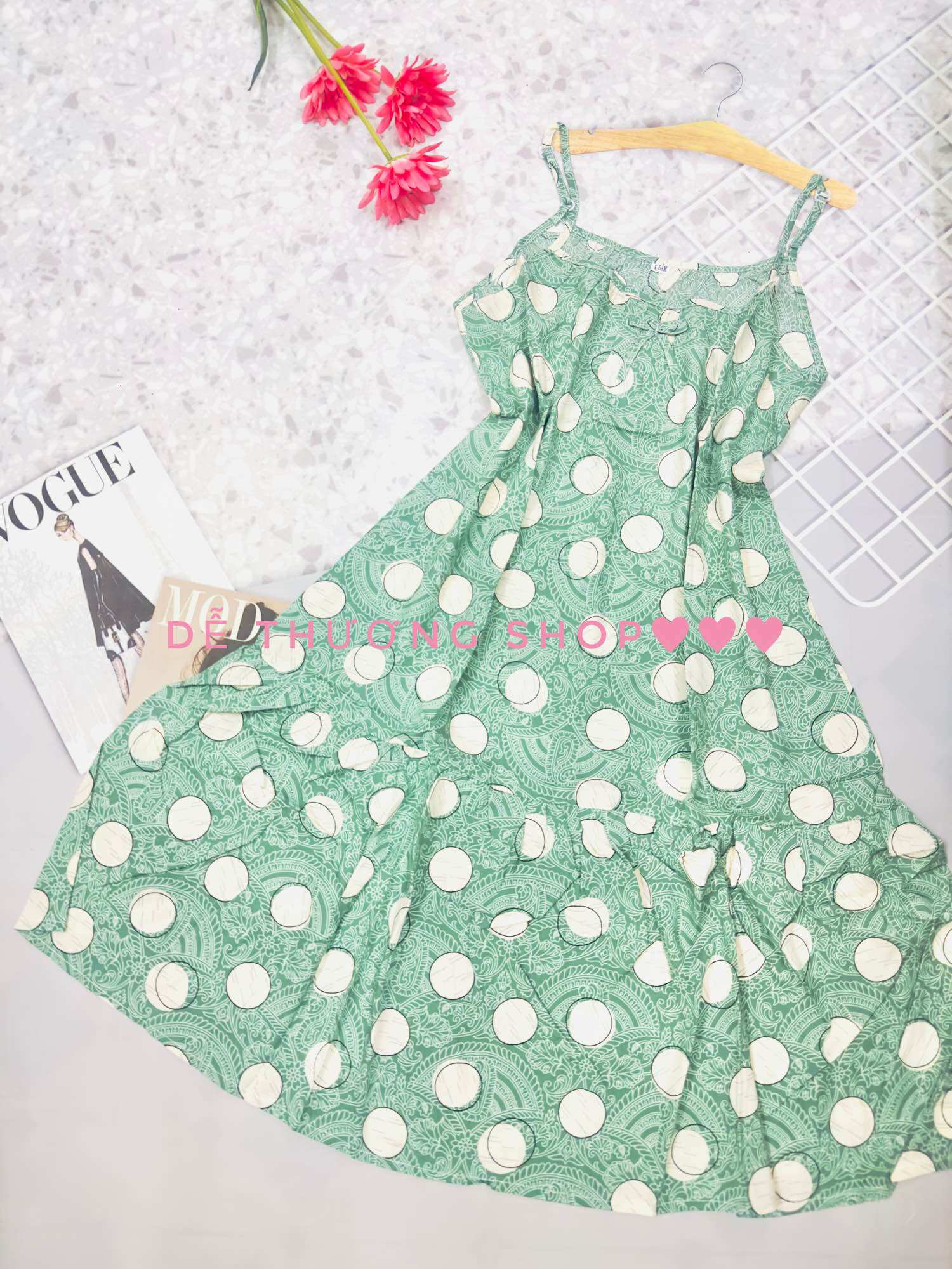 Đầm mặc nhà tôn lanh size L từ 45-dưới 60kg