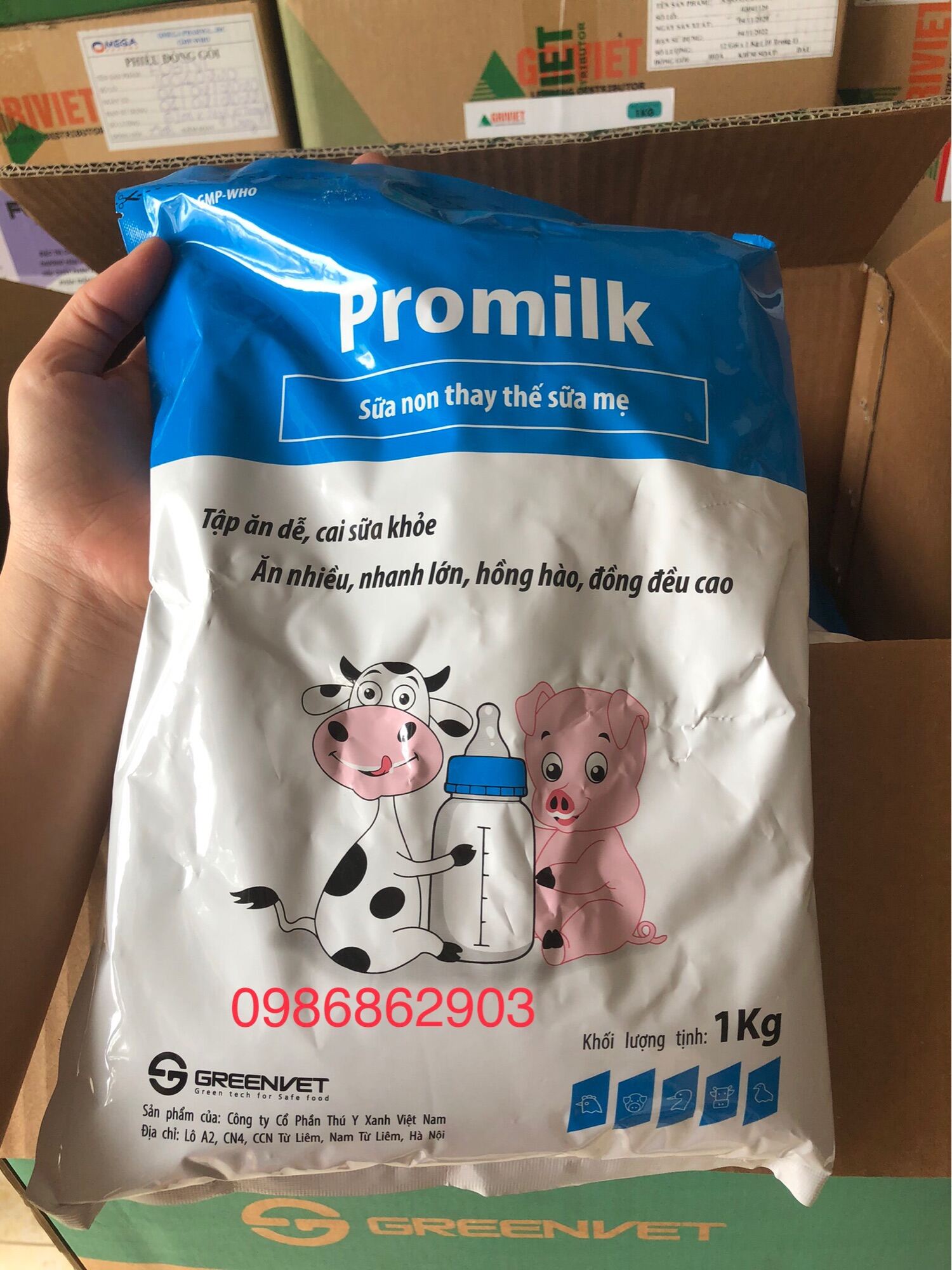 Promilk gói 1kg sữa non chuyên dùng thay thế sữa mẹ dành cho thú non ( chó,mèo,heo,dê,...)