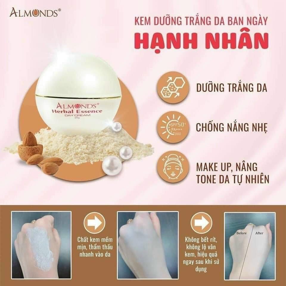Kem trắng da ban ngày Almonds