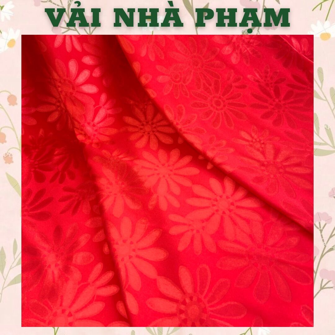 Vải gấm lụa may áo dài cách tân màu đỏ tươi - khổ 1.5m - vải nhà phạm