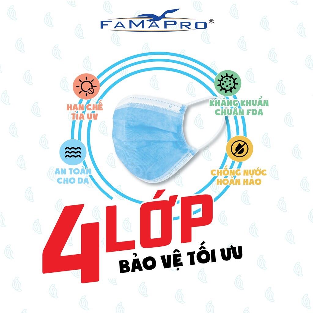 Khẩu trang y tế cô gái Famapro Hộp 50 cái 4 lớp , khẩu trang y tế họp 50 cái