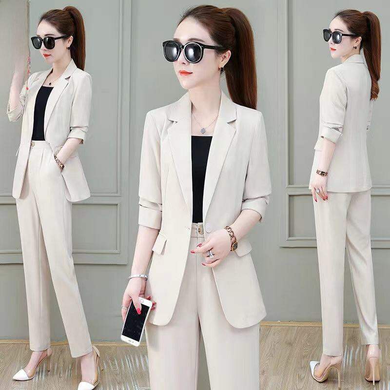 Bộ Đồ Vest Tay Lửng Cỡ Lớn Cho Nữ Mùa Hè Phong Cách Mới Chuyên Nghiệp Thường Ngày Quần Dài Chín Điểm Ba Mảnh