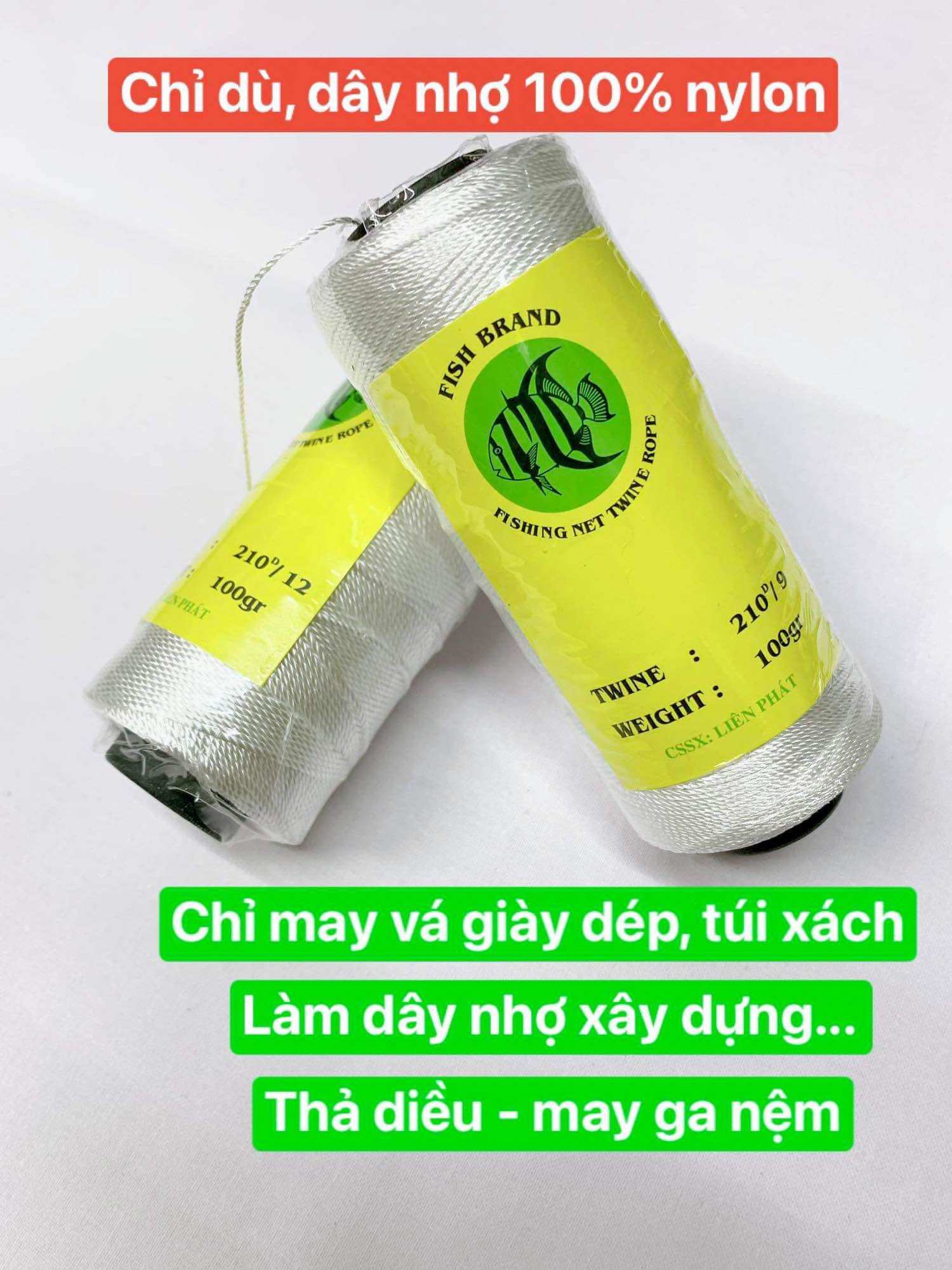 Chỉ nylon 100% loại tốt- Chỉ dù, dây nhợ