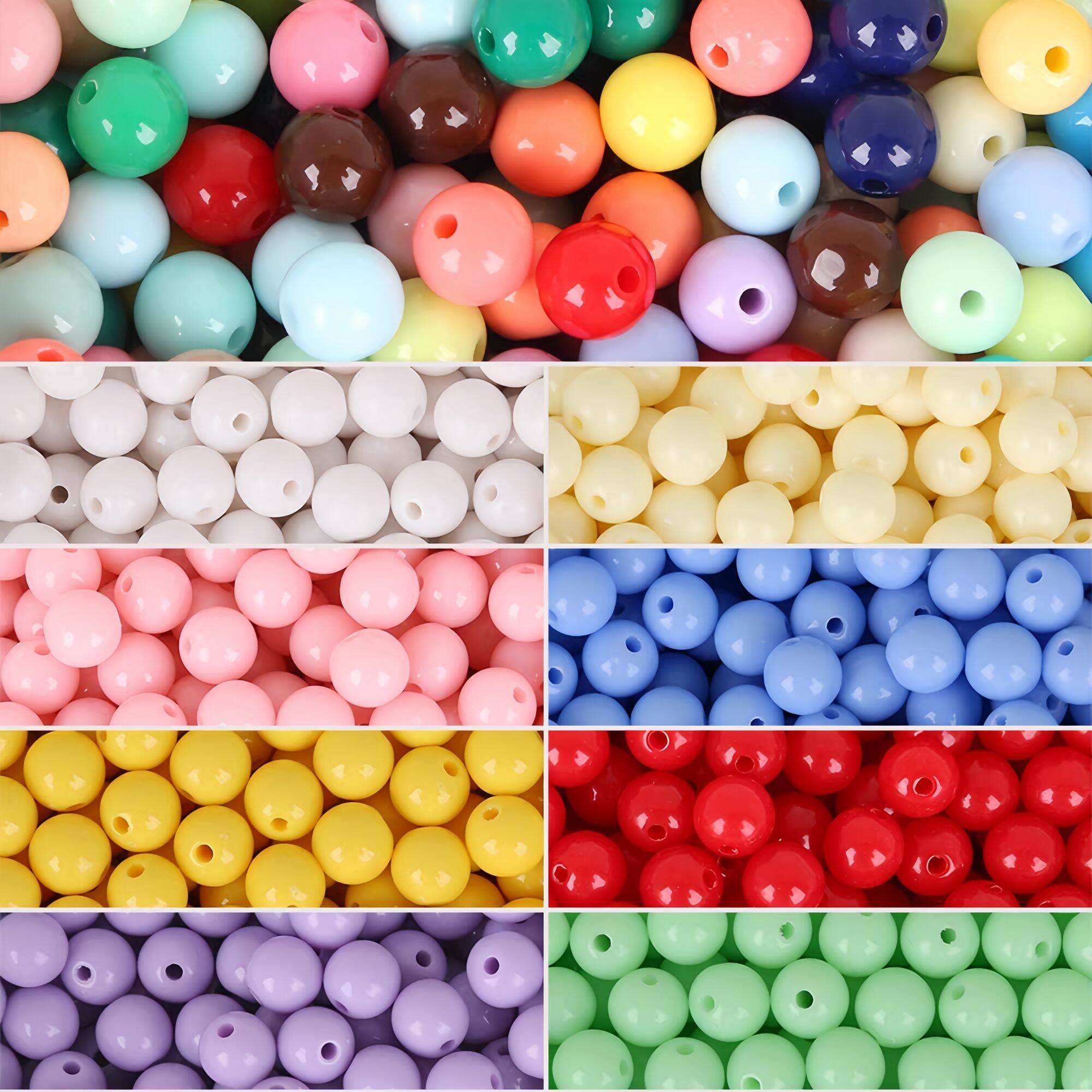 10mm Hạt trai nhựa có lỗ gói 100g nhiều màu diy trang trí handmade