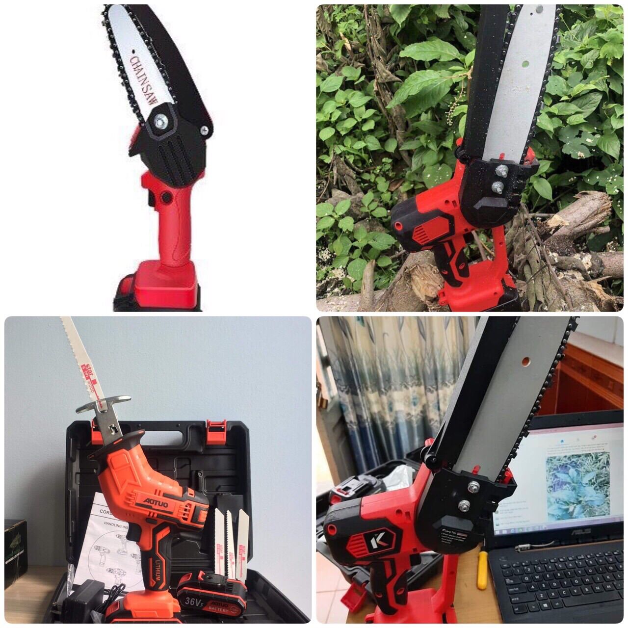 Máy cưa gỗ, máy cưa xích cầm tay dùng pin SAWCHI, kéo cắt tỉa cành, trụ tiêu cắt gỗ hiệu quả hàng trăm lần so cưa tay thông thường