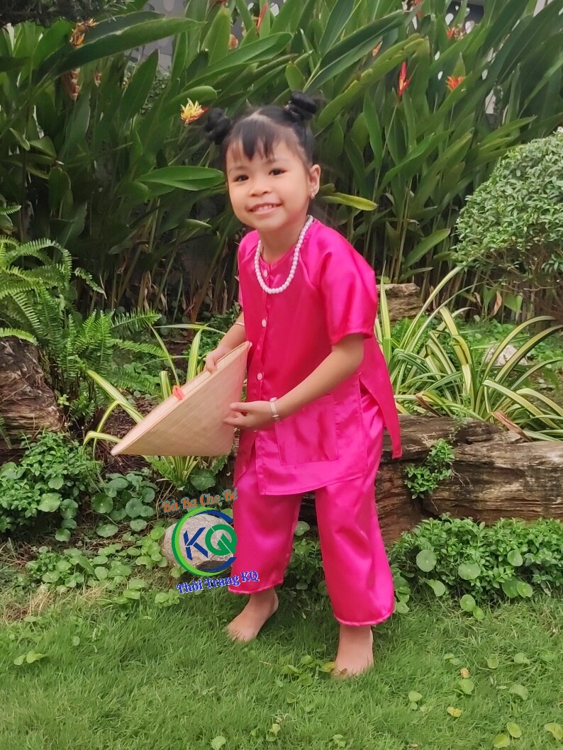 Bà ba cho bé gái vải mềm mịn - màu hồng sen