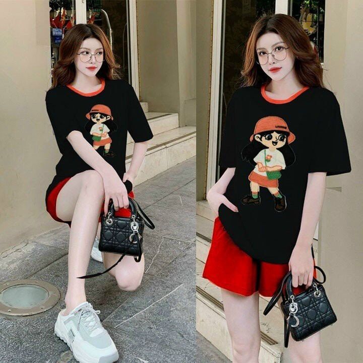 BỘ SHORT COTTON THÊU LOGO Q CHÂU CAO CẤP