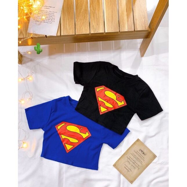 🏵️☘️ Áo croptop in logo siêu nhân thun borip dày dặn ☘️