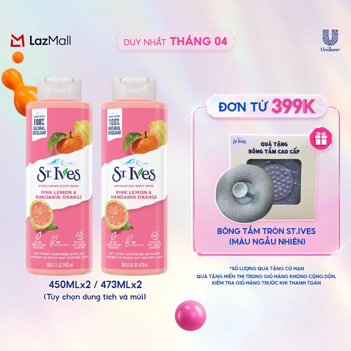 Combo 2 chai Sữa tắm dưỡng da St.Ives Cam Chanh 450ml