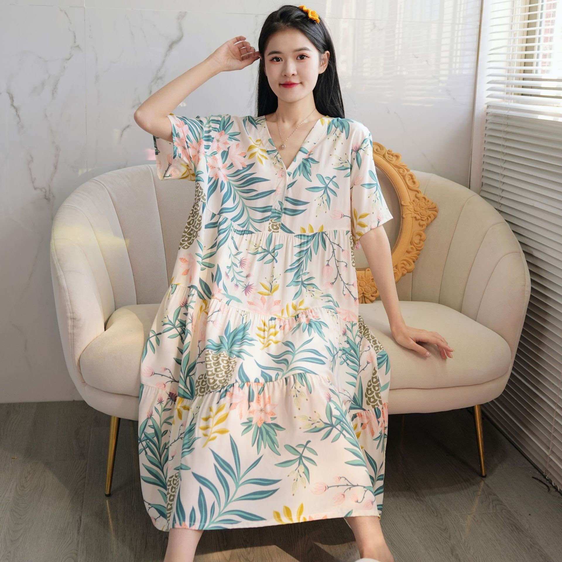Đầm mặc nhà, đầm bầu lanh lụa freesize rộng siêu thoáng mát