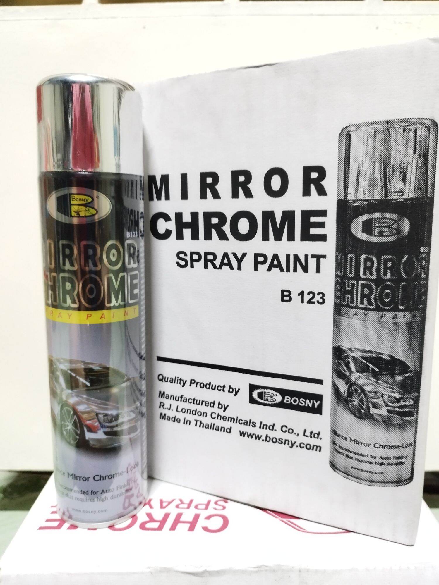 Sơn xịt mạ inox hiệu ứng gương soi Mirror Chrome b123 Bosny 270ml