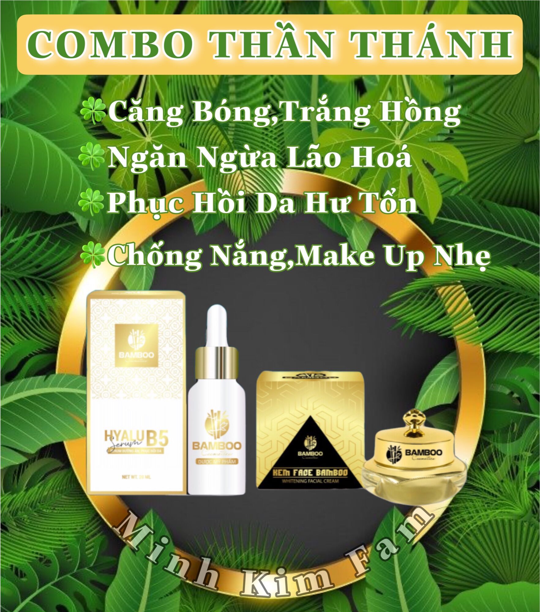Combo serum bamboo + kem face bamboo