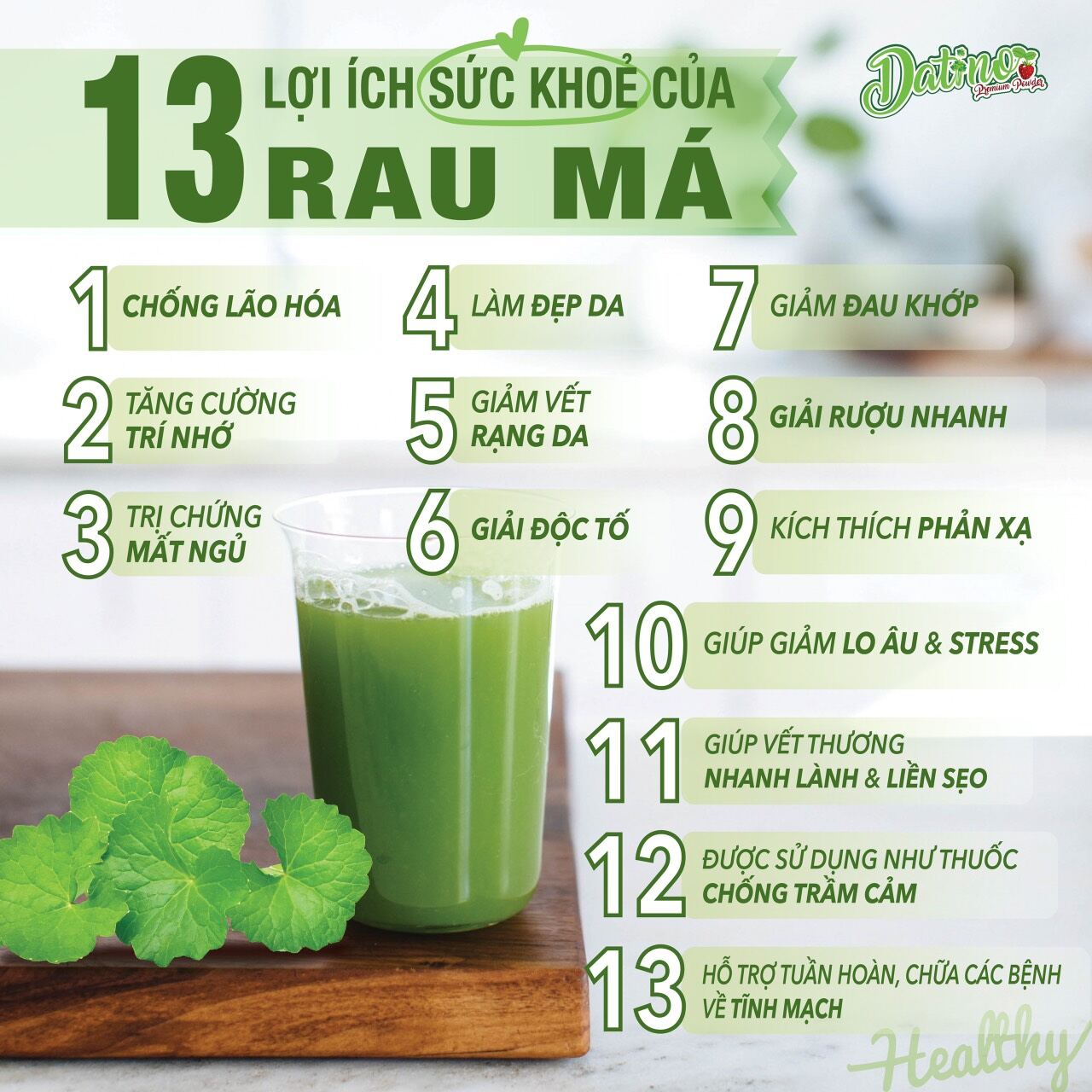 Bột Rau Má Đường Phèn Datino (15g x10 gói)