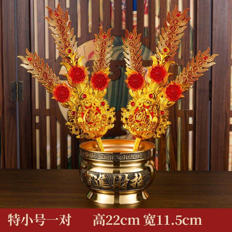 Lư hương gia dụng hoa xuân cúng phật hoa vàng triều sơn đồ dùng gia đình thờ cúng lão gia thần hoa cẩm hoa địa chủ đồ trưng bày thờ cúng chiêu tài