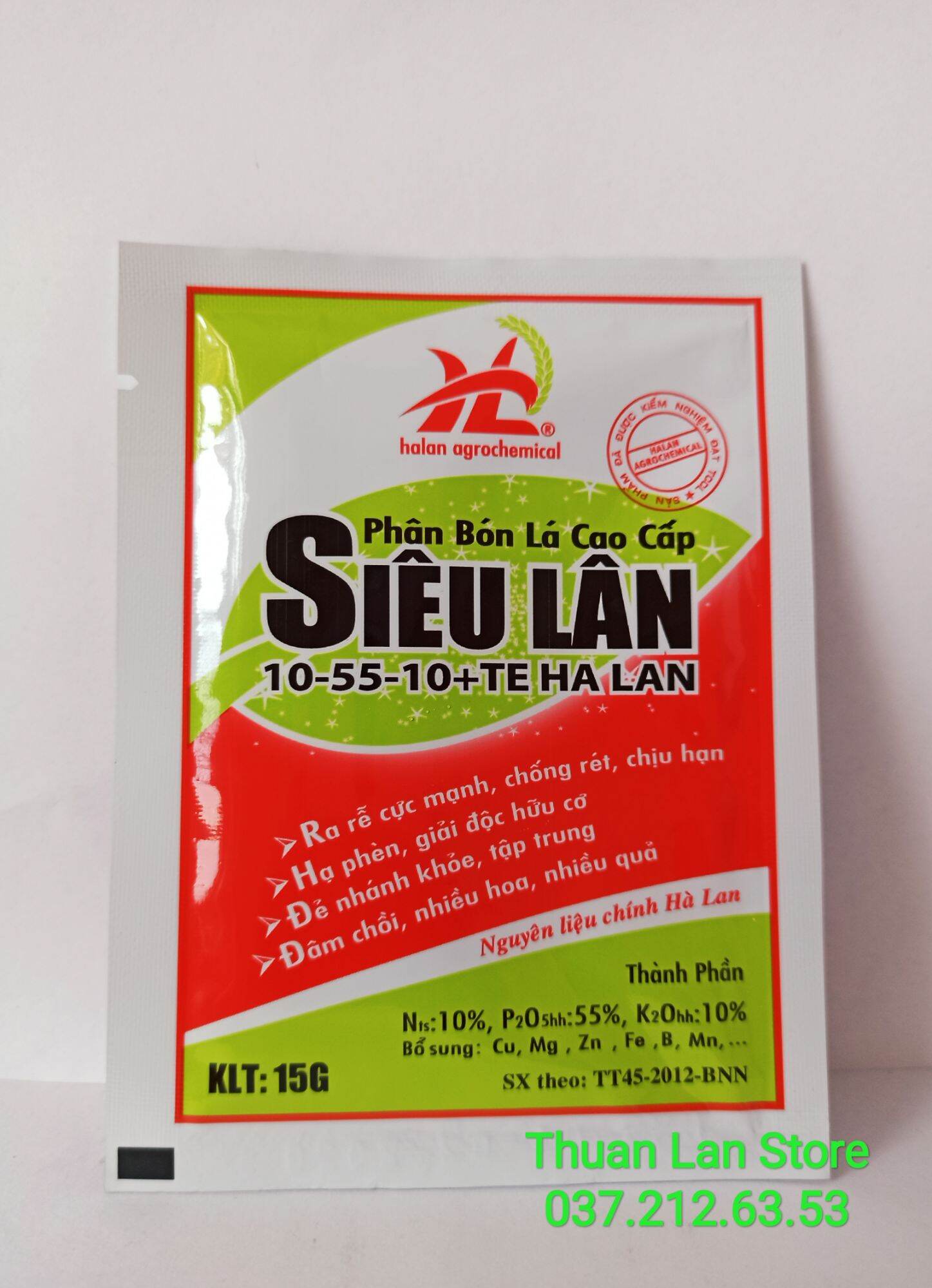 Phân bón lá siêu lân cao cấp 10-55-10+te hà lan gói 15g