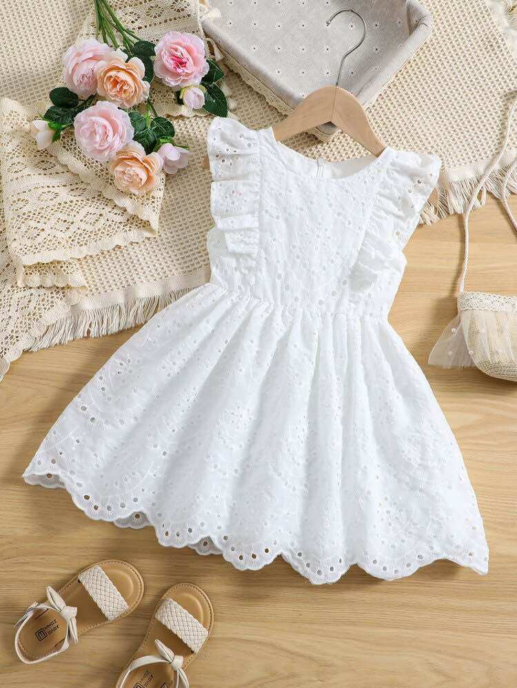 Váy thô Zara  cho bé gái ,Chất thô ren kiện tay bồng xinh xắn - 3