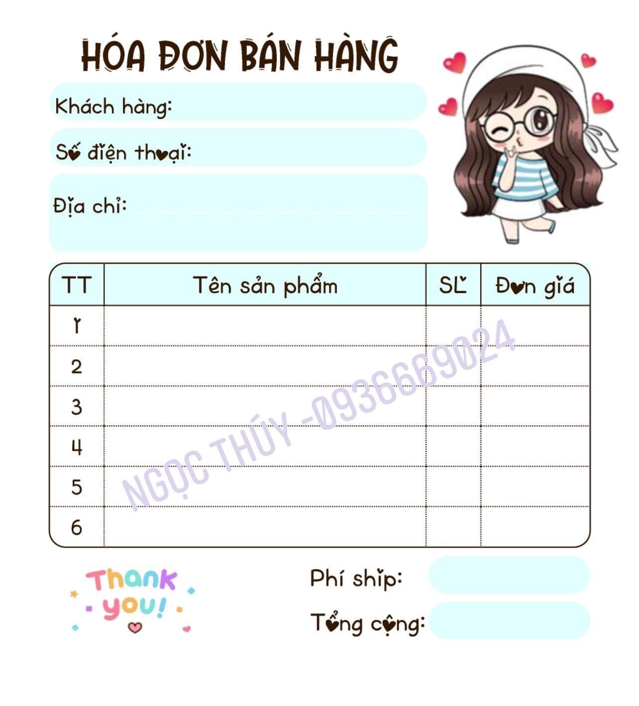 BILL HOÁ ĐƠN MINI ( 1 CUỐN - 2 LIÊN)
