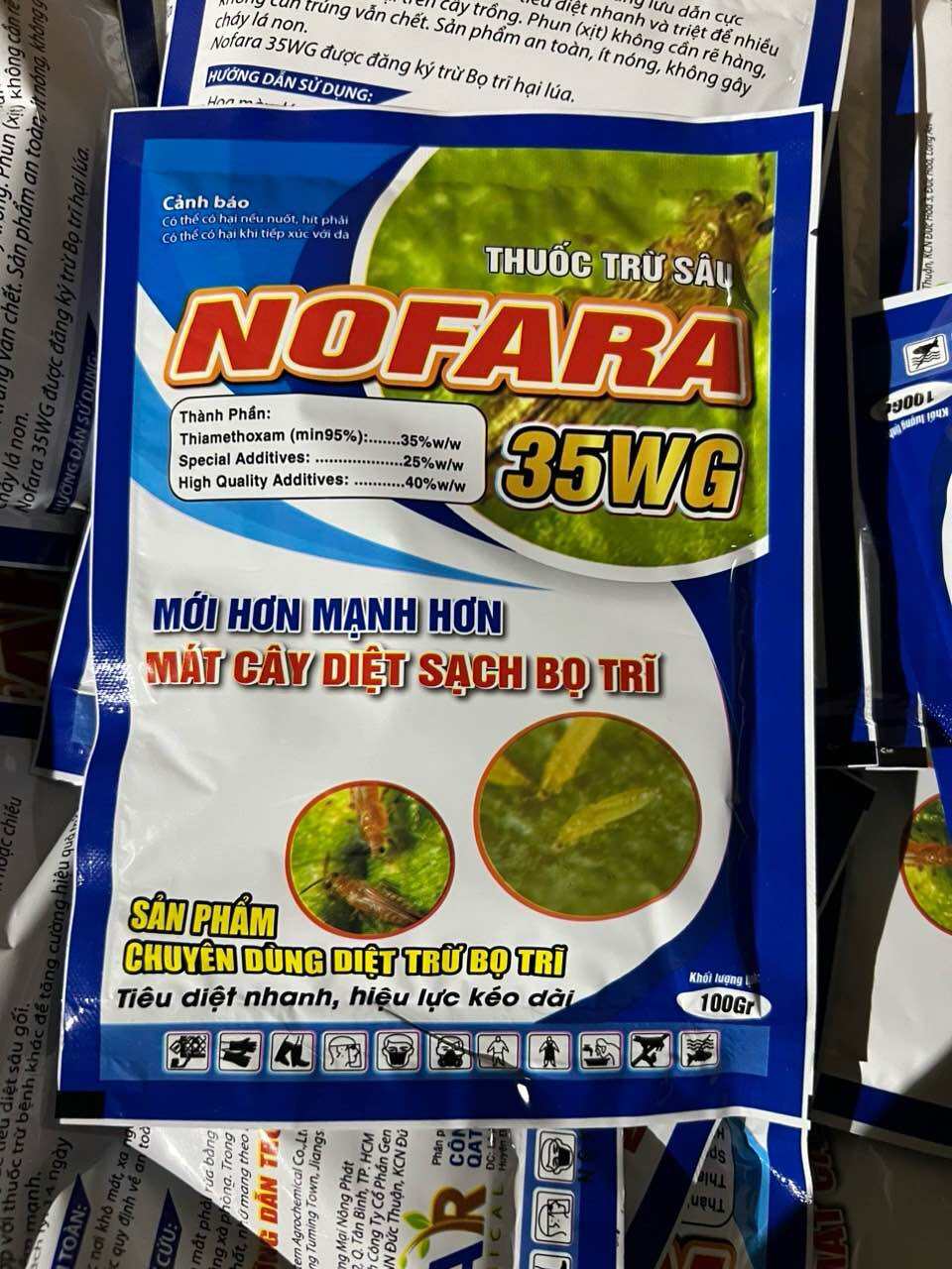 THUỐC TRỪ SÂU NOFARA 35WG GÓI 100G (Thiamethoxam 35% ) Đ Ặ C T R Ị BỌ TRĨ( BÙ LẠCH) RẦY NÂU RỆP SÁP.