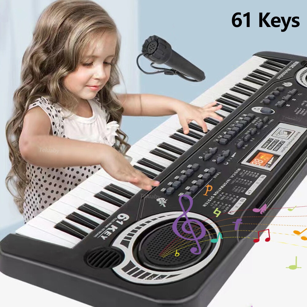 Trẻ Em Bàn Phím Đàn Piano Điện Tử 61 Phím Có Micro Đồ Chơi Giáo Dục Nhạc Cụ Quà Tặng Dành Cho Người Mới Bắt Đầu Từ 6-12 Tuổi