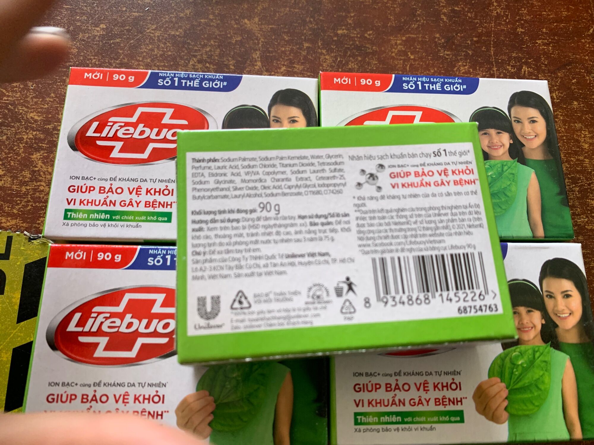 Combo 5 cục xà bông Lifeboy 90g xanh lá