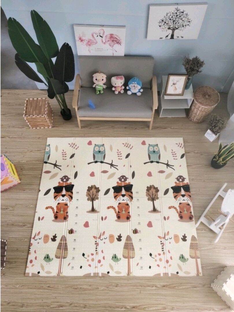 Thảm xốp xpe cho bé gấp gọn , tấm lót trải sàn 2 mặt chống thấm chống trơn hàn quốc phủ silicon 1m8x2m