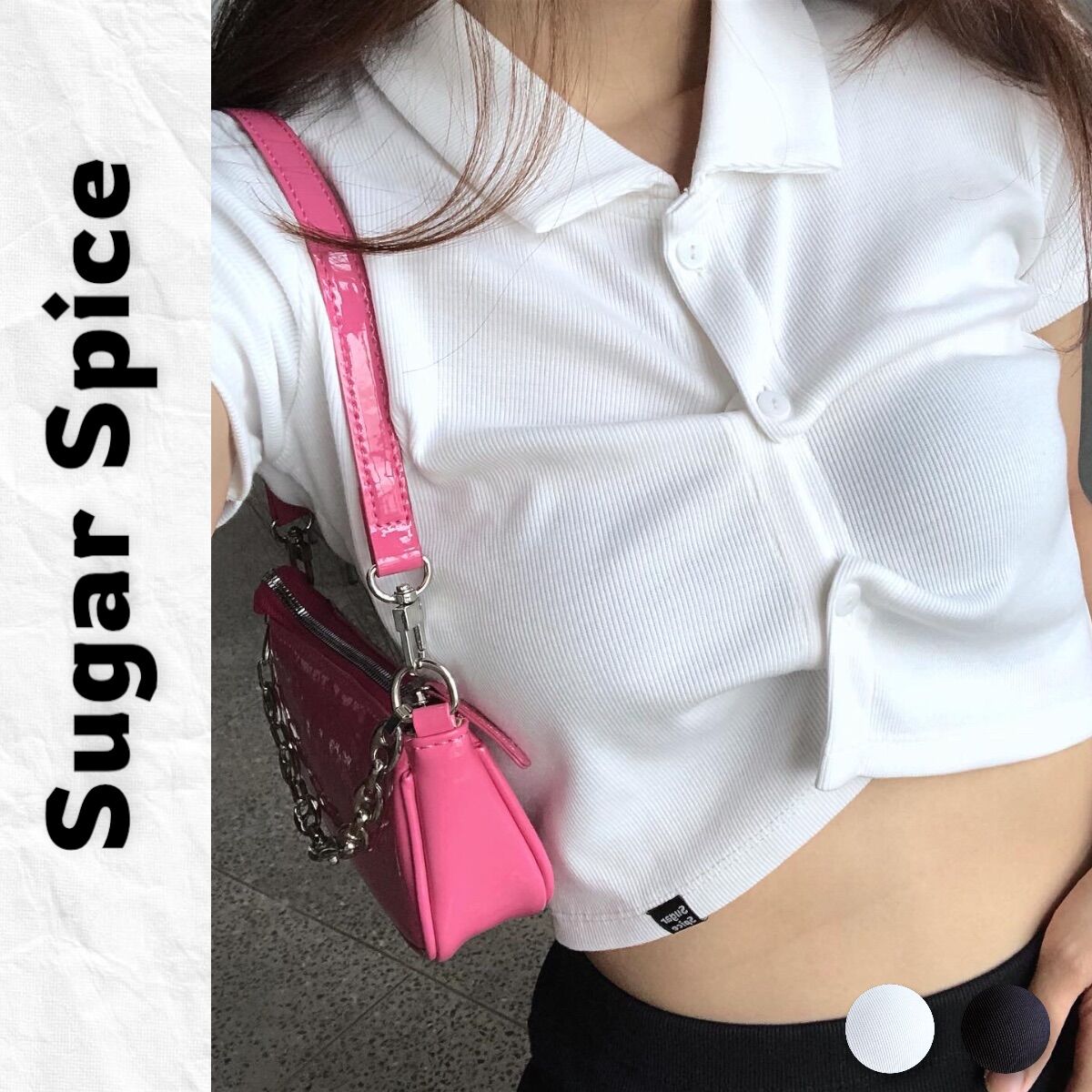 Áo croptop polo, áo polo croptop nữ cài cúc chất vải thun co giãn sugar spice - soda top
