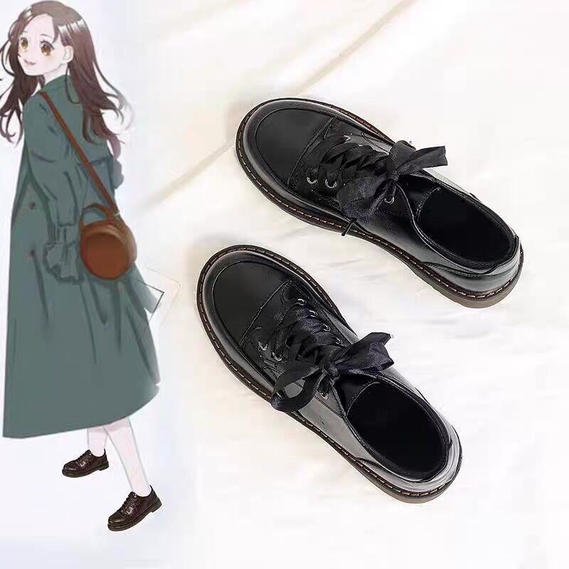 Giày oxford da mềm 2 kiểu dây thắt phong cách vintage