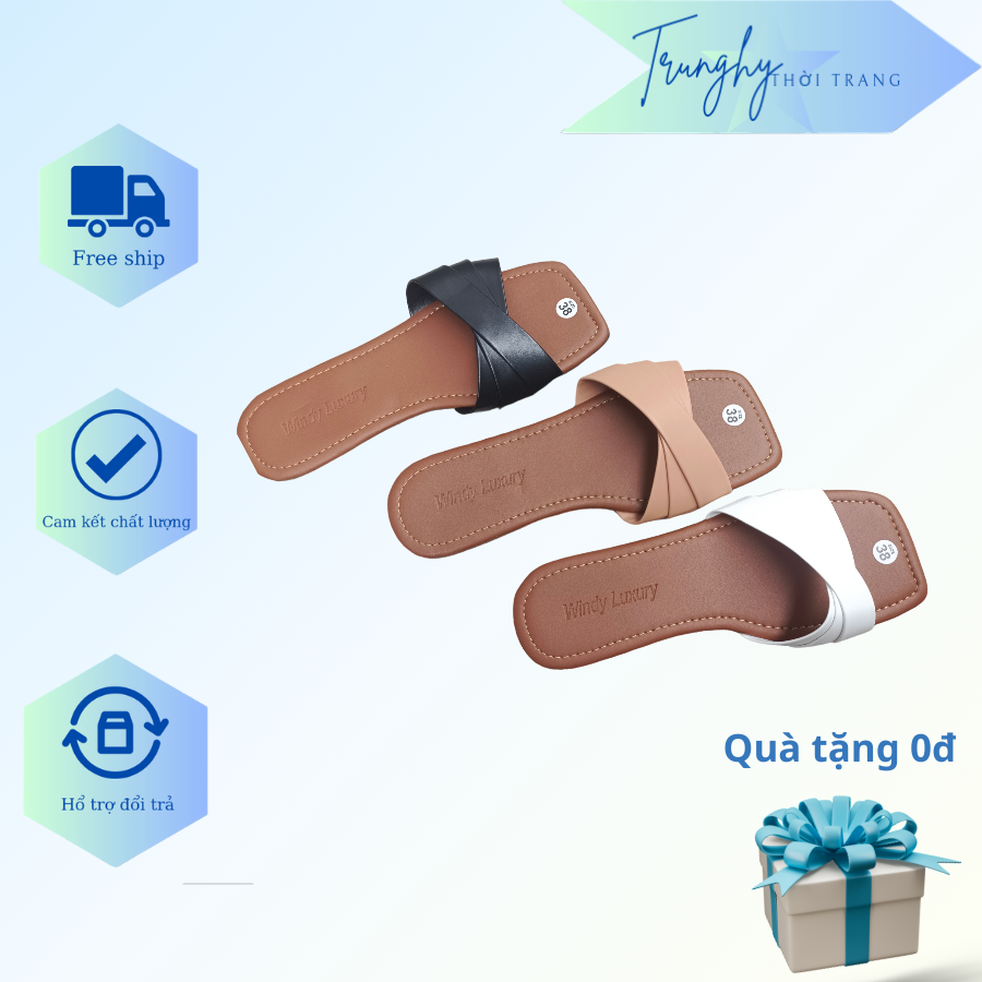 Dép lê nữ, dép bệt quai chéo 3 màu