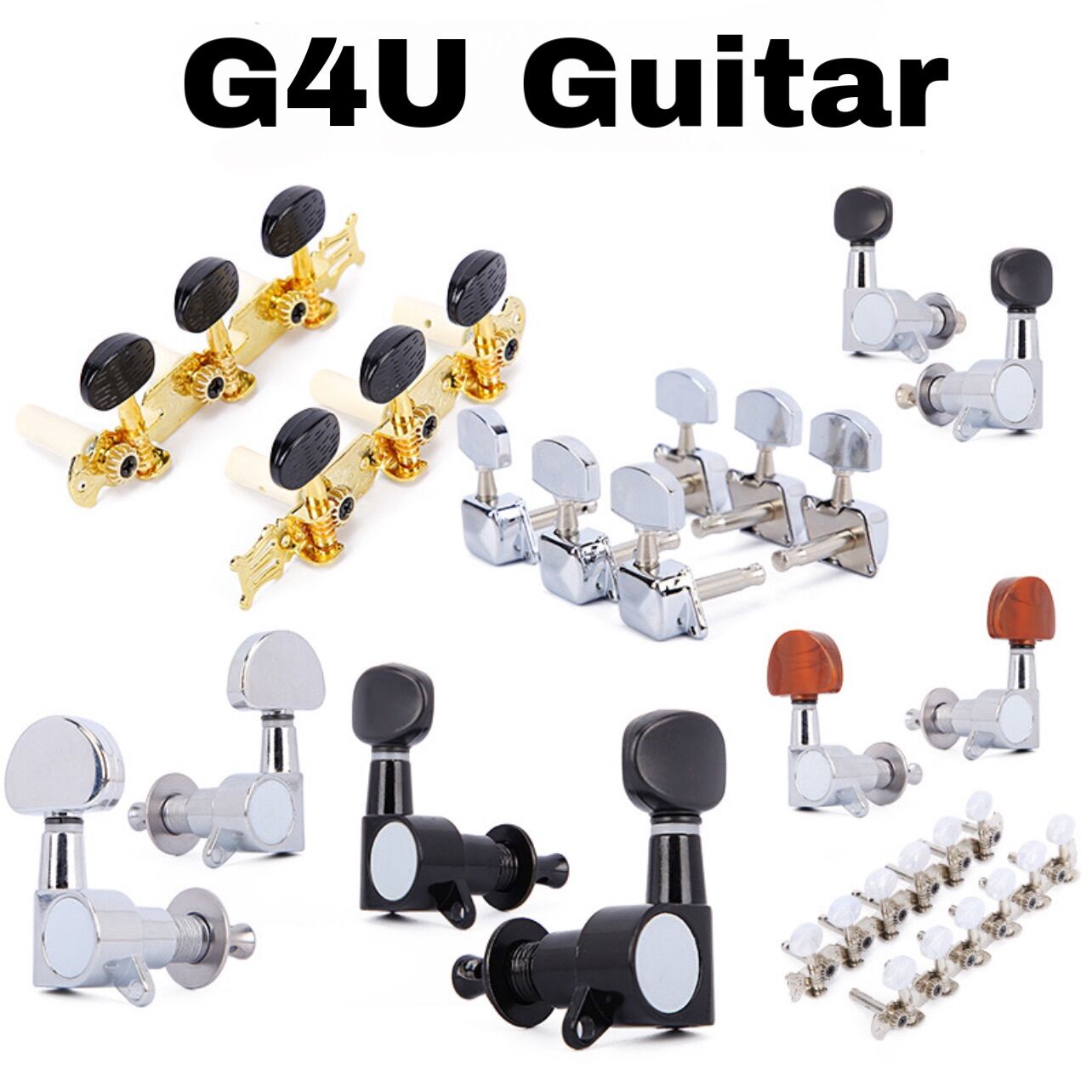 Bộ 6 khóa đàn guitar đúc đặc niken (đầy đủ ốc vít)