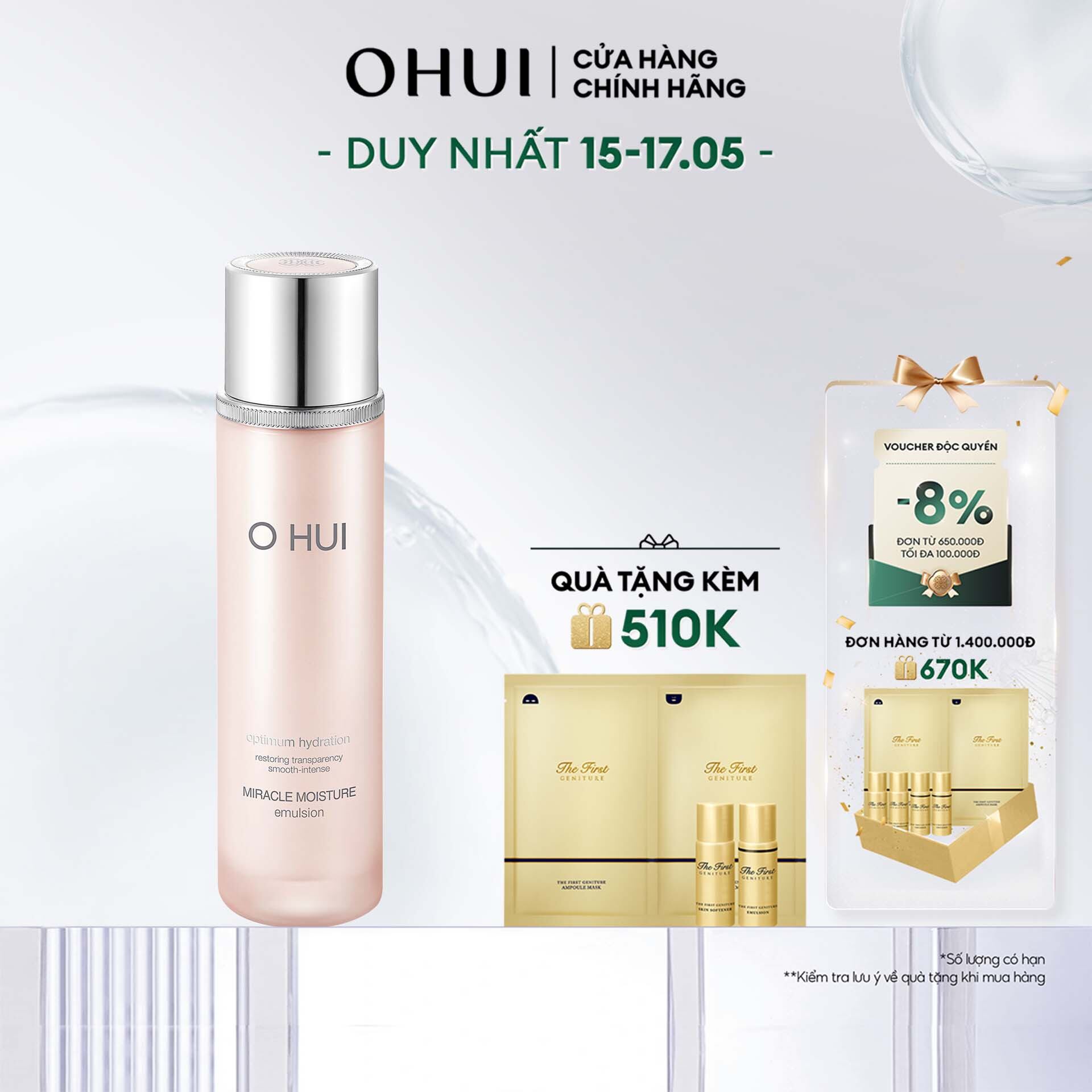 Sữa dưỡng cân bằng ẩm và dầu OHUI Miracle Moisture Emulsion 140ml