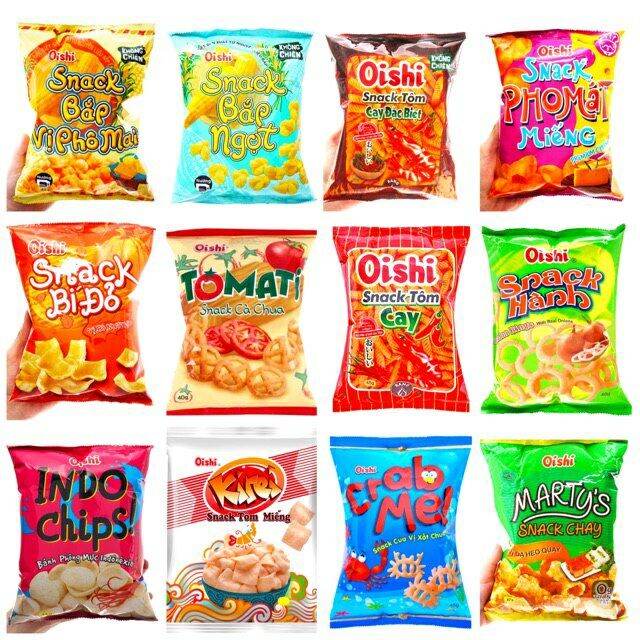 Lốc 10 bịch Bánh bim bim   Snack Oishi® loại 12g ( 1 lốc 1 vị giao ngẫu nhiên)