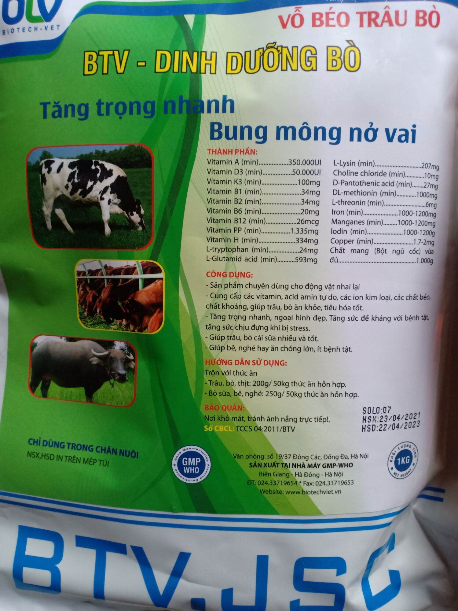 Vỗ béo Trâu bò- dinh dưỡng bò 1 kg