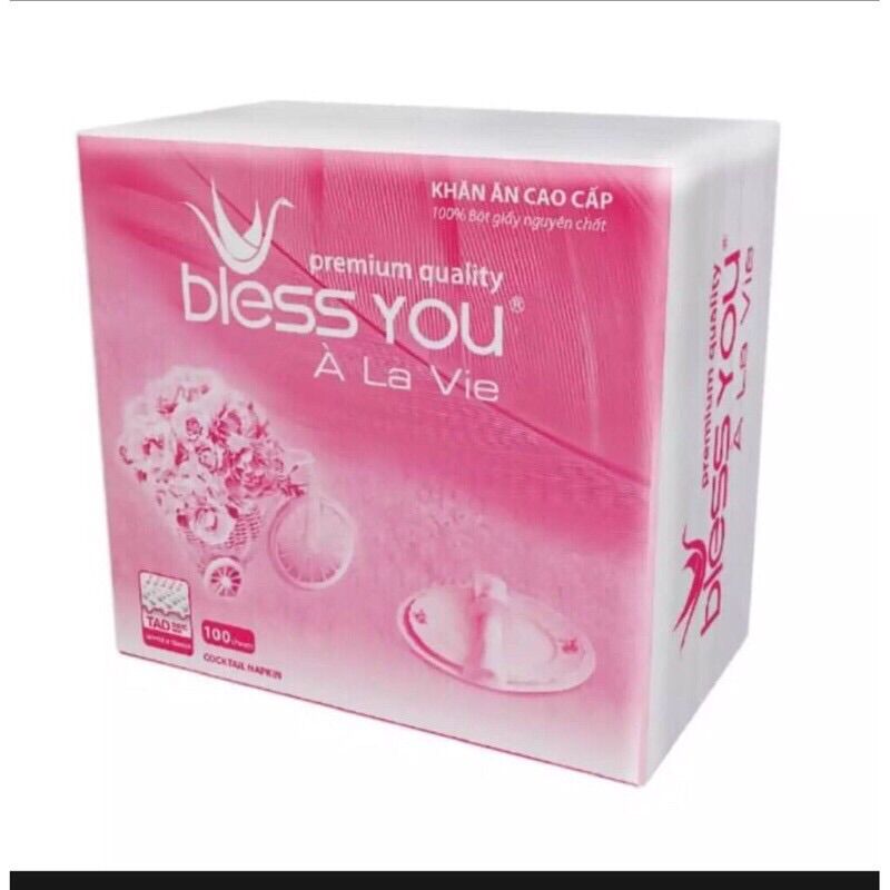 Khăn ăn cao cấp bless you 100 tờ 23 cm x 23 cm