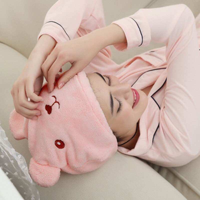 Khăn lau khô tóc mũ trùm đầu khô tóc hình gấu