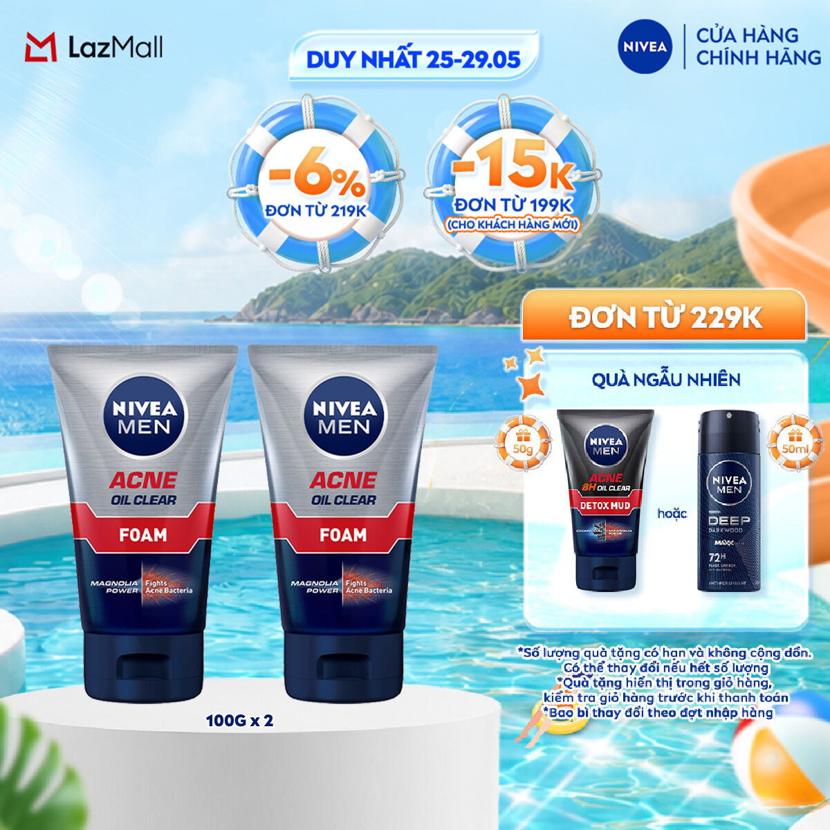 Bộ 2 Sữa Rửa Mặt NIVEA MEN Acne Oil Clear Bọt Mịn Giúp Giảm Mụn Sạch Nhờn (100 g) - 82378x2