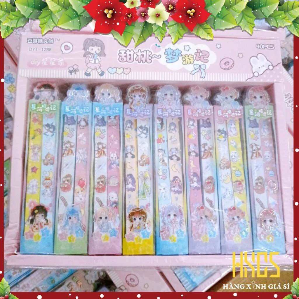 Sét 40 tờ giấy gấp sao origami nhiều màu sắc dùng để trang trí thủ công