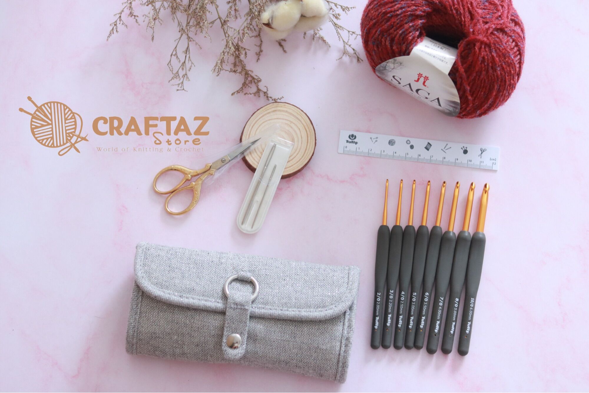 ETIMO Crochet Hook with Cushion Grip Set Premium Gold