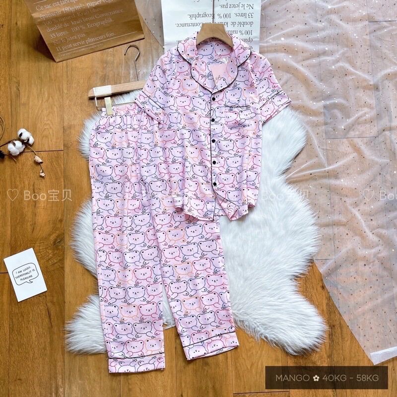 Đồ Bộ Mặc Nhà Pijama Boo Lụa Mango Freesize(40-58kg) Form Đùi +TNQD_Hoả Tốc HCM