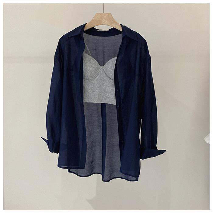 Áo Khoác Cardigan Mỏng Mùa Hè Chống Tia UV Cho Nữ Áo Sơ Mi Voan Mỏng Áo Khoác Cardigan Kiểu Pháp Cao