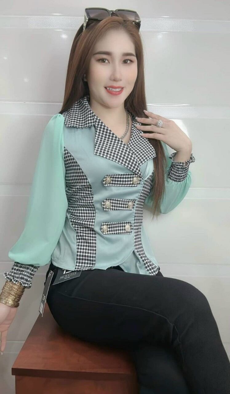 Áo kiểu phối ca ro