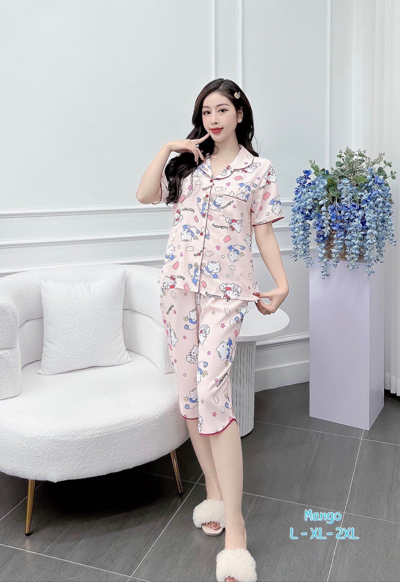 Đồ Bộ Nữ Lụa Mango Cao Cấp Quần Lửng Hàng Có Size
