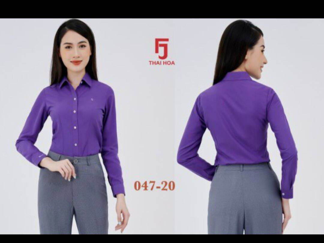 Áo sơ mi nữ Thái Hòa màu tím huế