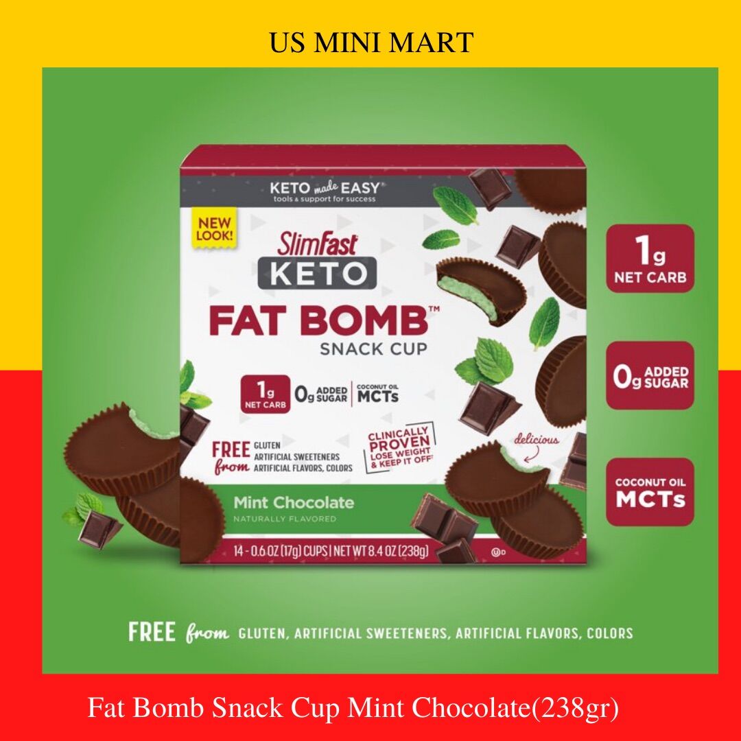 [Healthy]FAT BOMB SNACK CUP MINT CHOCOLATE ,chocolate cho người ăn kiêng Keto,slim fast, 238gram