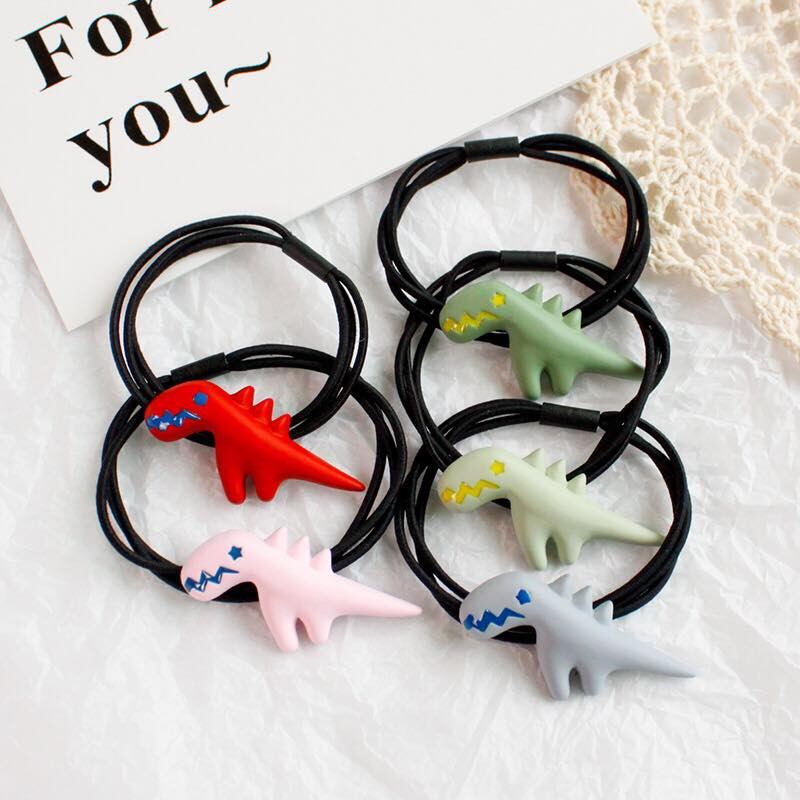 (Set 5)Dây chun buộc tóc khủng long size to ( sẵn 5 màu ) - phụ kiện cột tóc